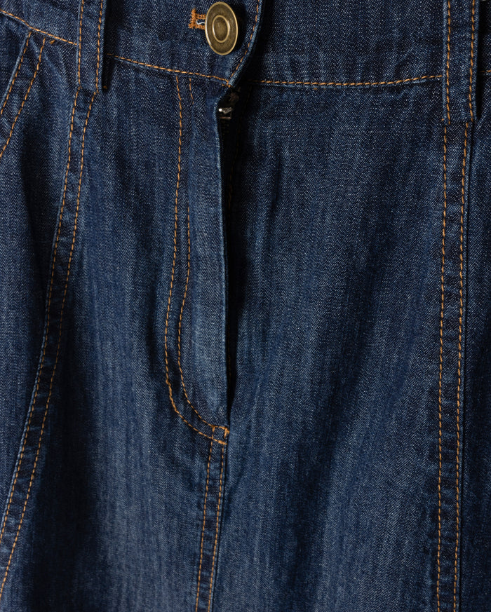 Denim Paneled Flyfront Skirt - Junees