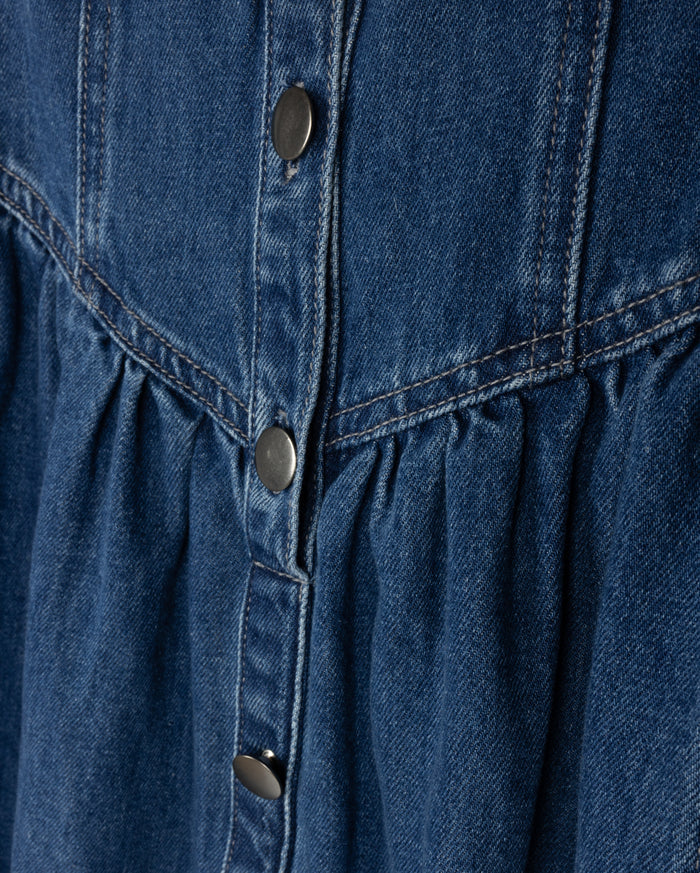 Denim Snap Yolk Skirt - Junees