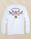 The back view of the Southern Tide East Carolina Pirates Gameday Bonfire Long Sleeve T-Shirt by Southern Tide - Classic White
