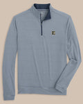 The front view of the Southern Tide East Tennessee State Cruiser Micro-Stripe Heather Quarter Zip by Southern Tide - Navy