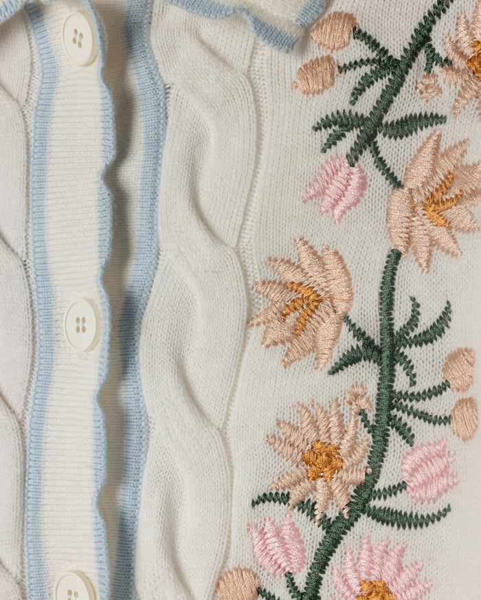 Embroidered Floral Knit Cardigan - Junees