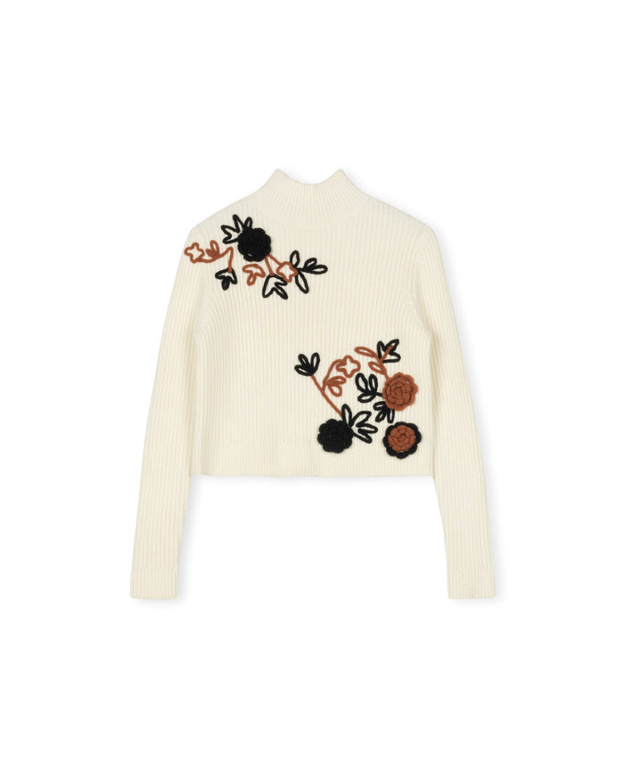 Embroidered Turtleneck Sweater - Junees
