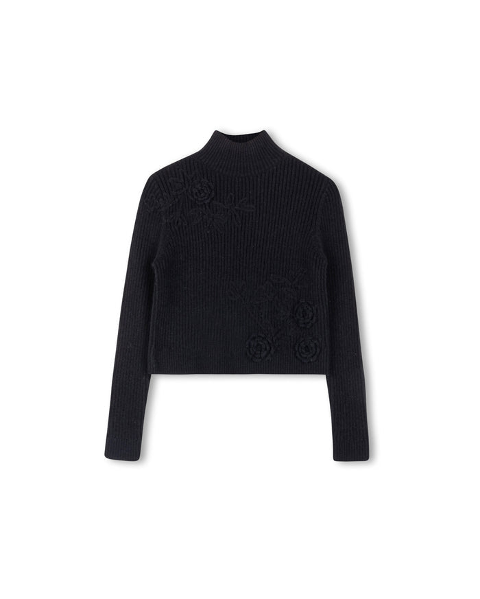 Embroidered Turtleneck Sweater - Junees