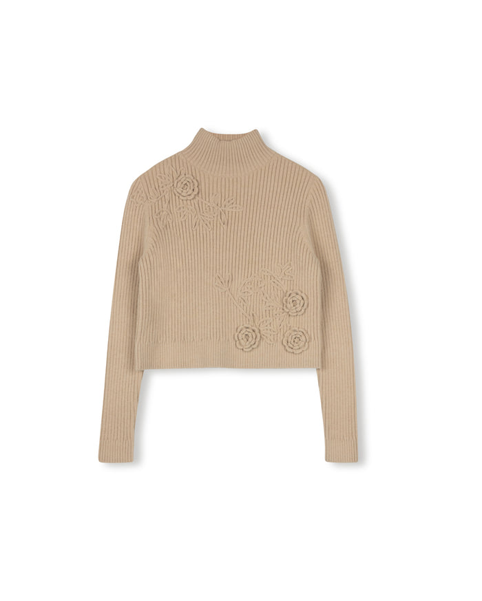 Embroidered Turtleneck Sweater - Junees