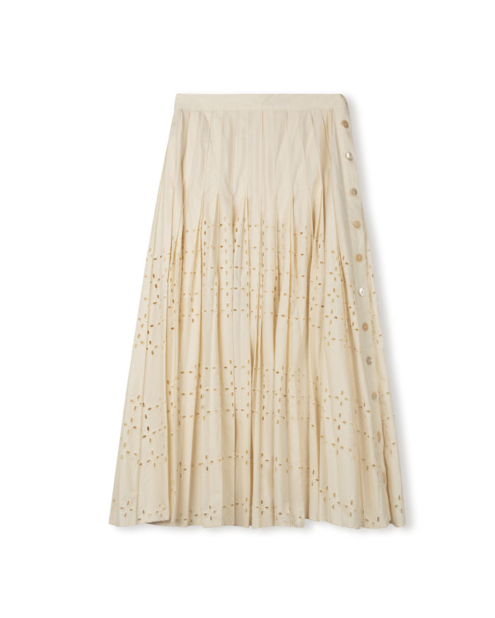 Eyelet Pleated Skirt - Junees