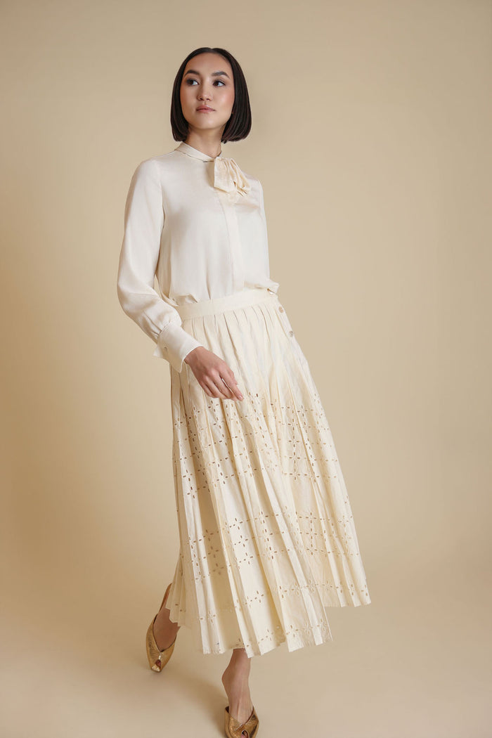 Eyelet Pleated Skirt - Junees