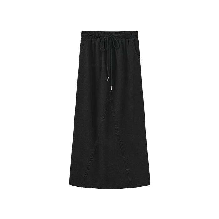 Fade Denim Drawstring Skirt