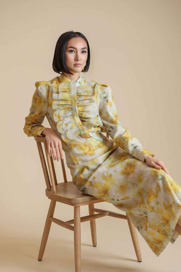 Floral Organza Straight Skirt - Junees