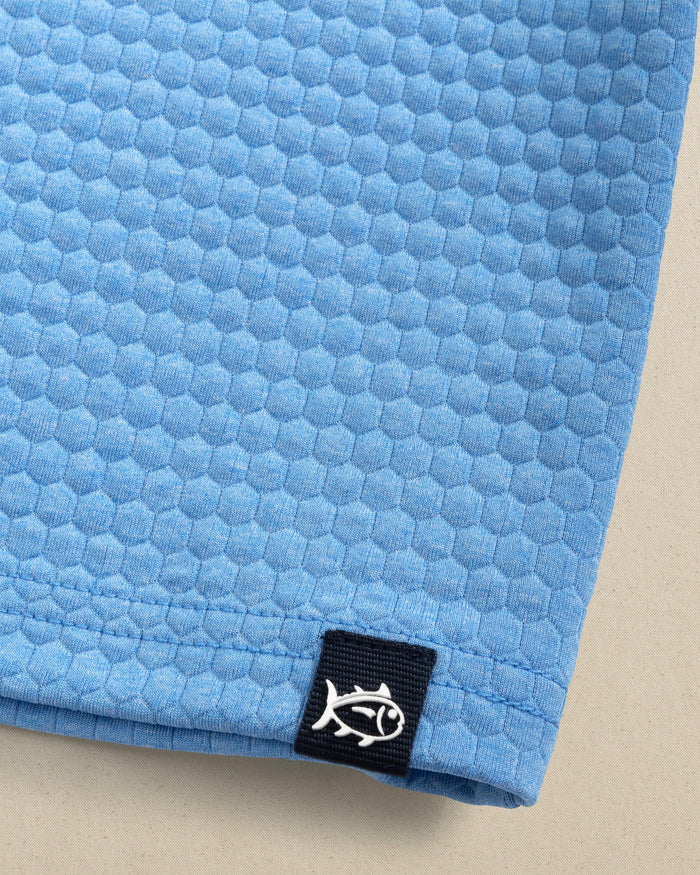 The detail view of the Southern Tide Florida Gators Boys Scuttle Hoodie by Southern Tide - Heather Boat Blue