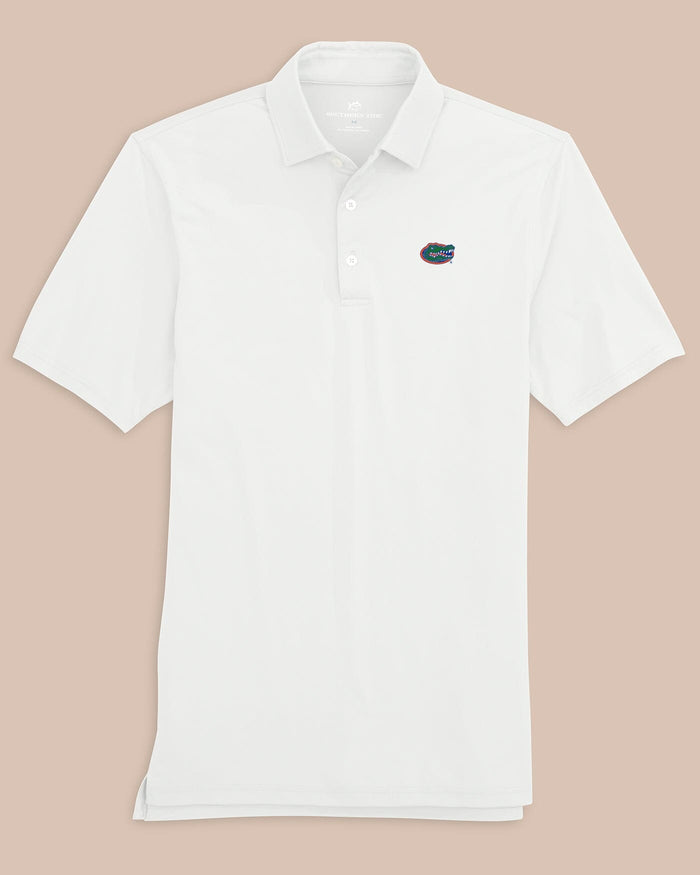 The front view of the Florida Gators Ryder Polo Shirt by Southern Tide - Classic White