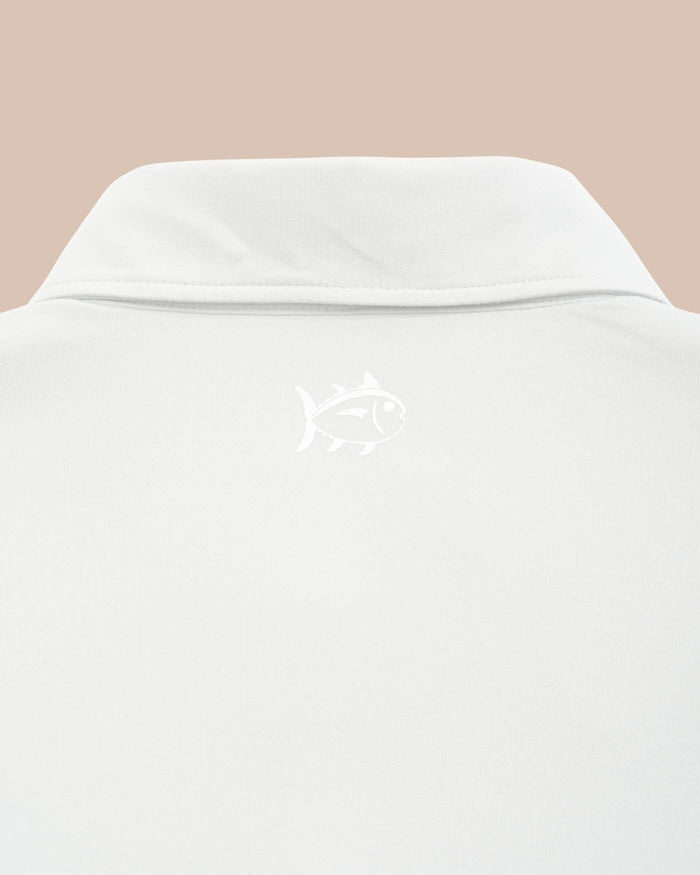 The detail view of the Florida Gators Ryder Polo Shirt by Southern Tide - Classic White