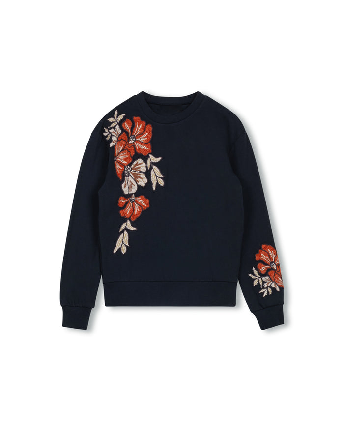 Flower Embroidered Sweatshirt - Junees