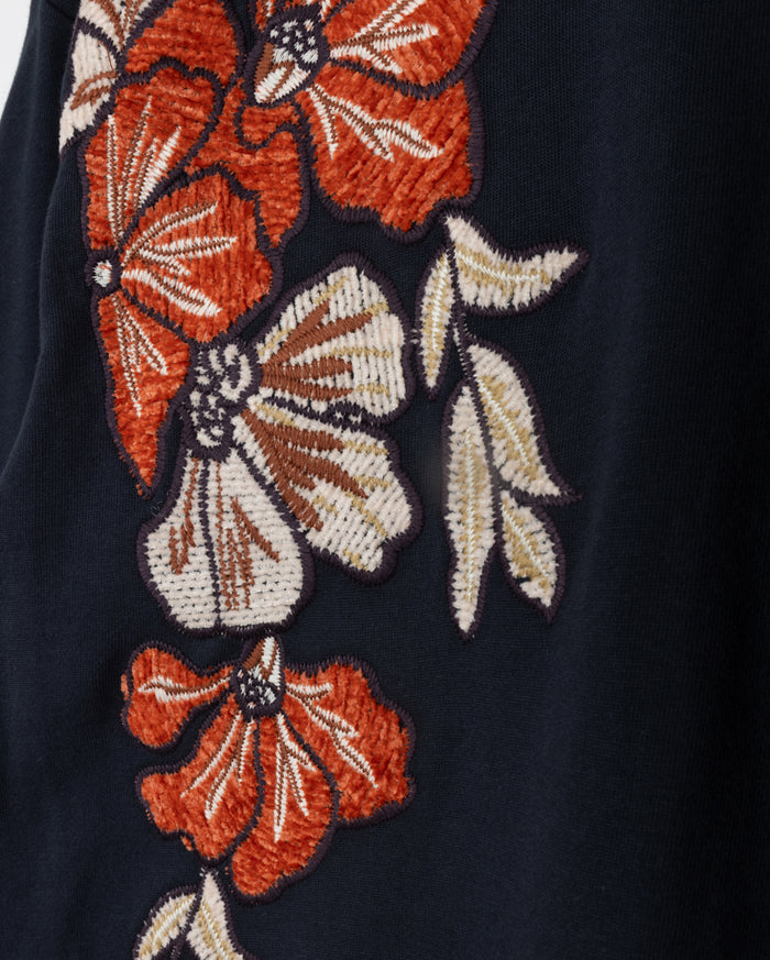 Flower Embroidered Sweatshirt - Junees