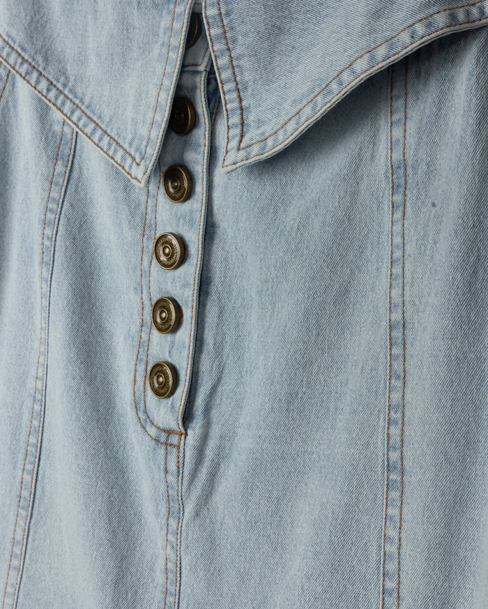 Foldover Straight Denim Skirt - Junees