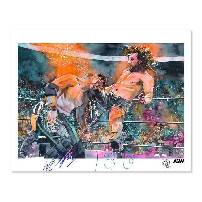Forbidden Door 2023 - Kenny Omega vs Will Ospreay - Autographed Limited Edition 11" x 14" Rob Schamberger Art Print