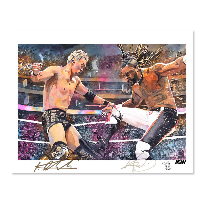 Forbidden Door 2025 - Swerve Strickland vs Kazuchika Okada - Autographed Limited Edition 11" x 14" Rob Schamberger Art Print