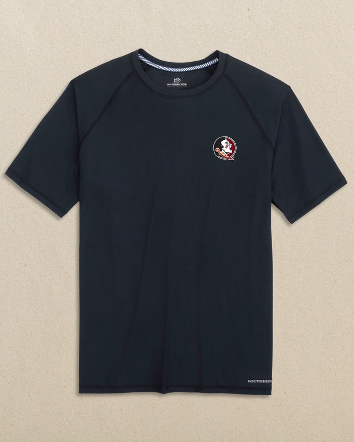 The front view of the Southern Tide FSU Seminoles brrr°®-illiant Performance T-Shirt by Southern Tide - Caviar Black
