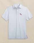 The front view of the Southern Tide FSU Seminoles Stacked Driver Dunes Edge Plaid Polo by Southern Tide - Slate Grey