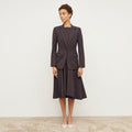 Front image of a woman standing wearing the Gabriella Dress in Haze | Lead