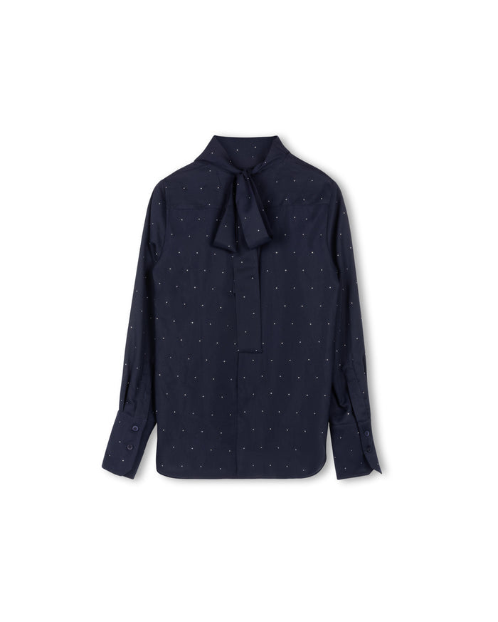 Gem Detailed Back Tie Blouse - Junees