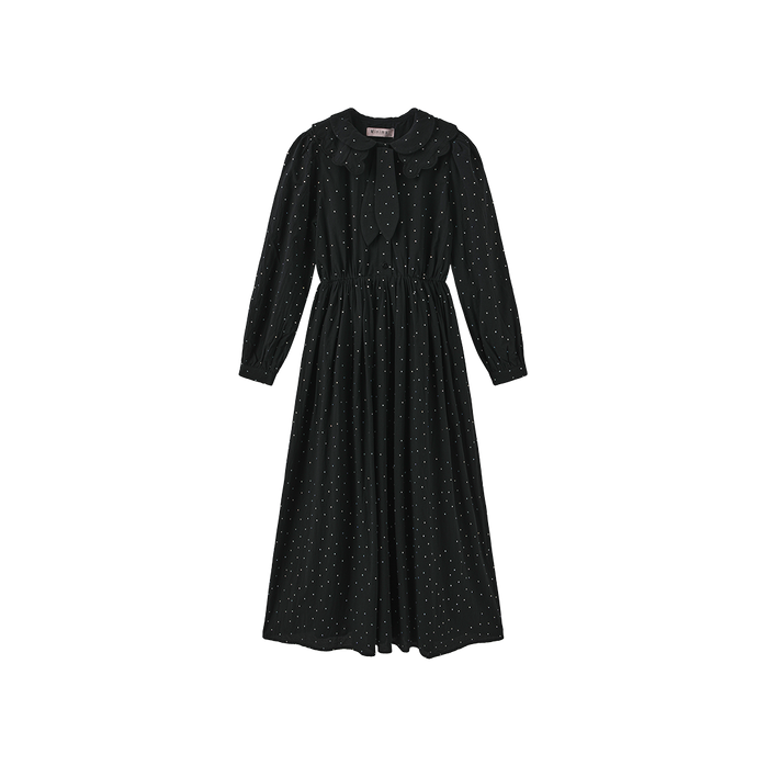 Gem Stone Scalloped Neck Dress