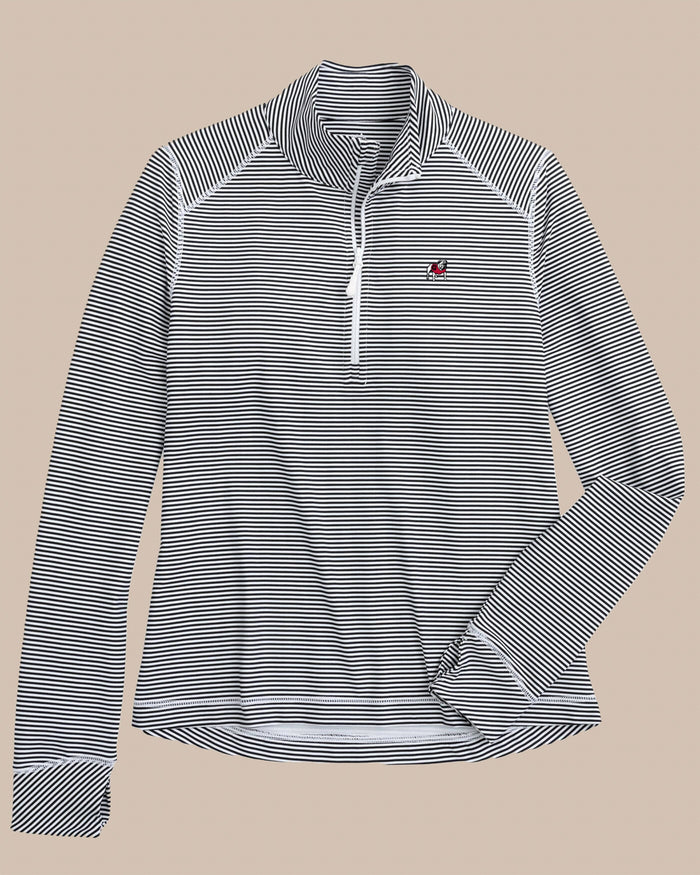 Georgia Bulldogs Women's Striped Runaround Quarter Zip C_Outerwear Southern Tide