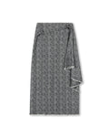 Herringbone Draped Tweed Skirt - Junees