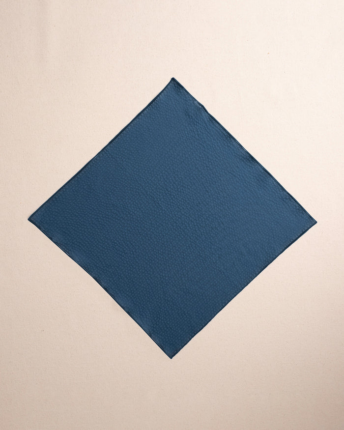 The front view of the Southern Tide Nautical Blue Seersucker Pocket Square by Southern Tide - Nautical Blue