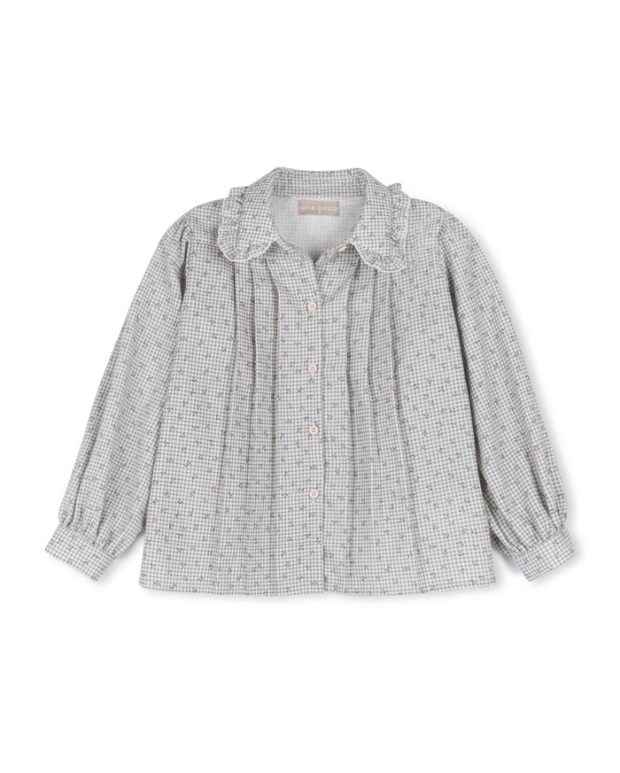 Jade - Cherry Printed Scalloped Collar Blouse - Junees