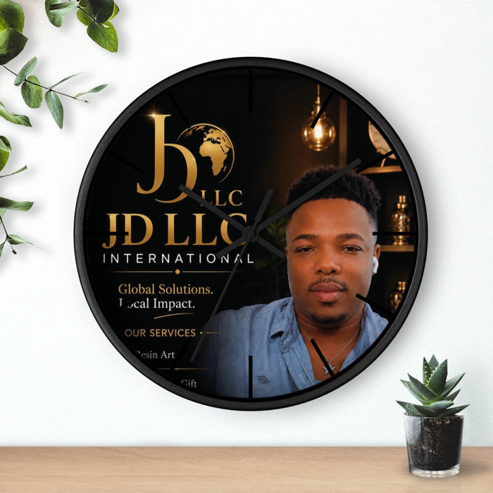 JD LLC International Branded Wall Clock — Personalized Business Logo Clock
