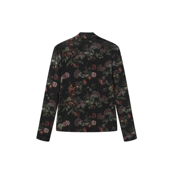 Kendal Mesh Floral Printed Turtleneck