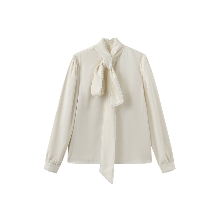 Kim Bow Lace Trimmed Blouse