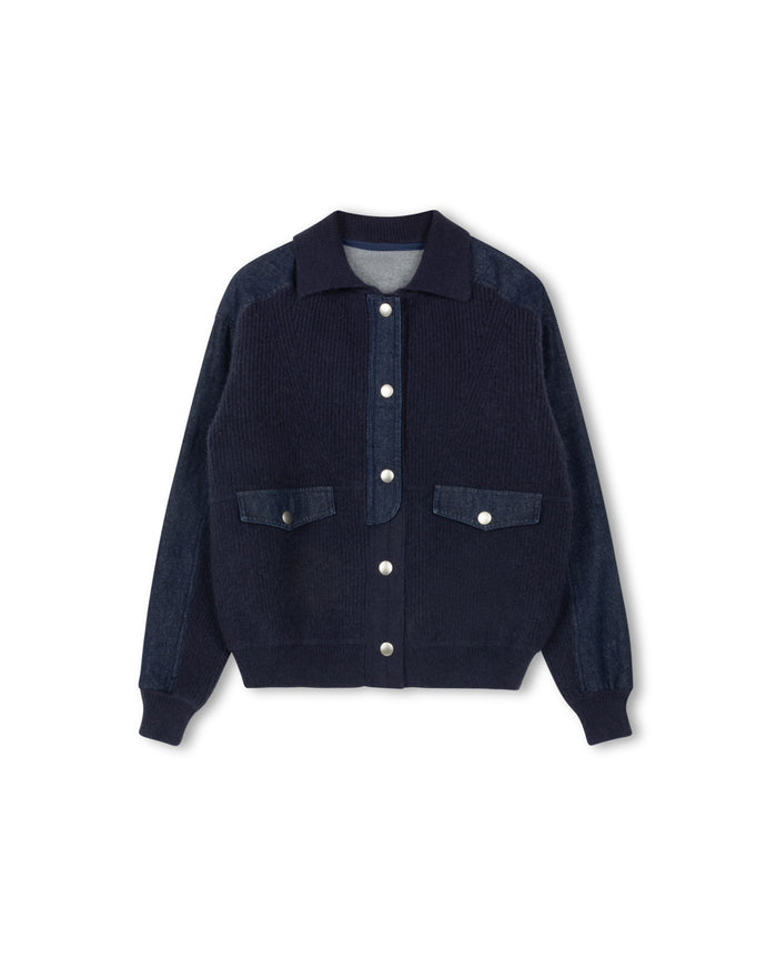 Knit and Denim Contrast Jacket - Junees