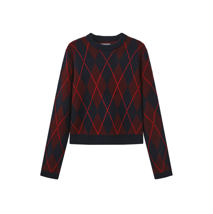 Knit Argyle Hem Sweater