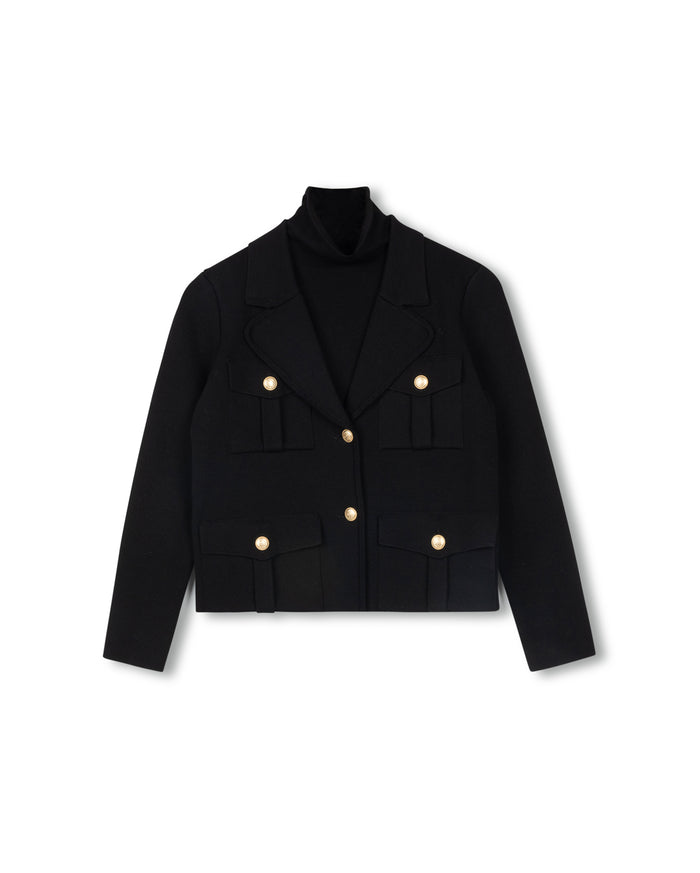 Knit Blazer With Cargo Pockets - Junees