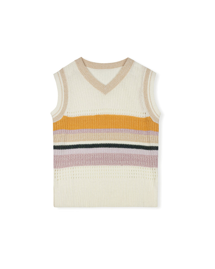 Knit Colorful Stripe Vest - Junees