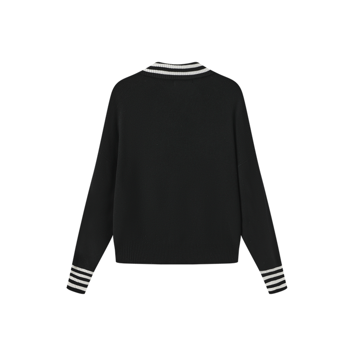 Knit Stripe Trimmed Sweater