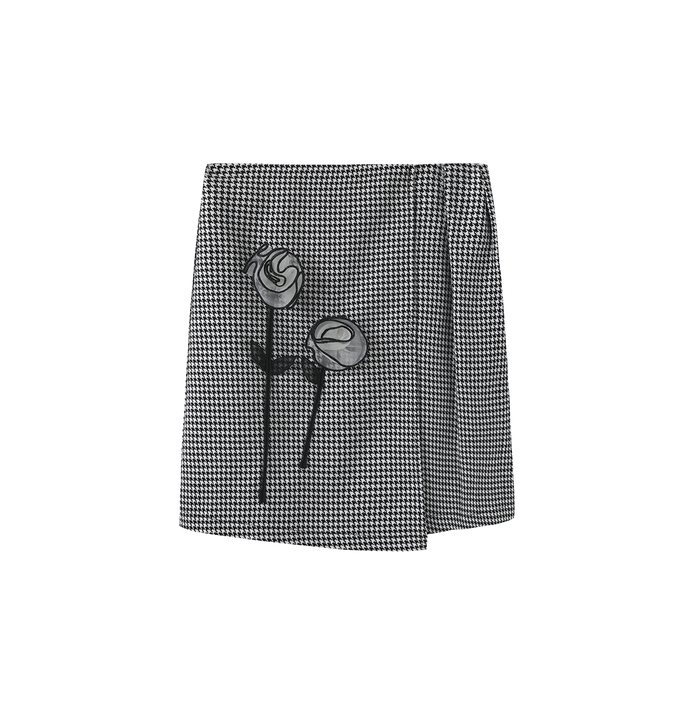 Kole Houndstooth Flower Skirt