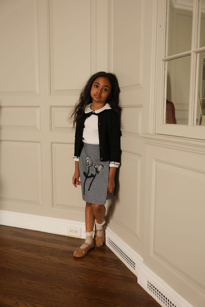 Kole Houndstooth Flower Skirt