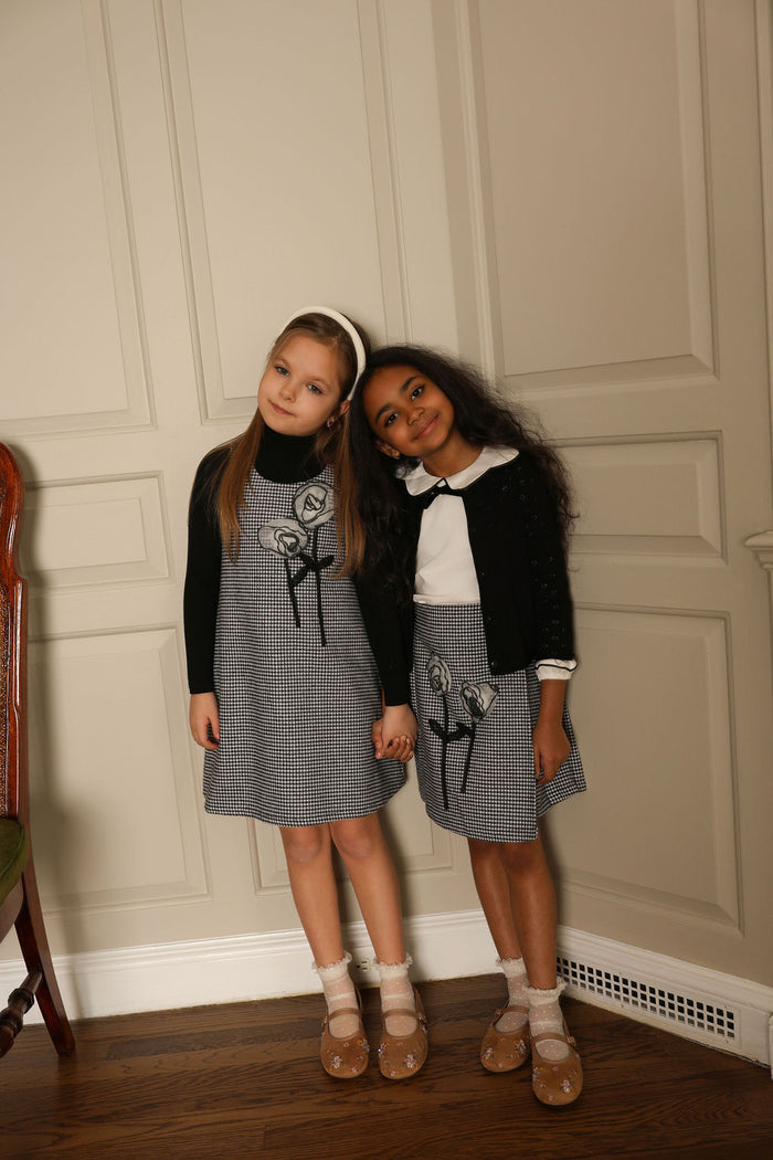 Kole Houndstooth Flower Skirt