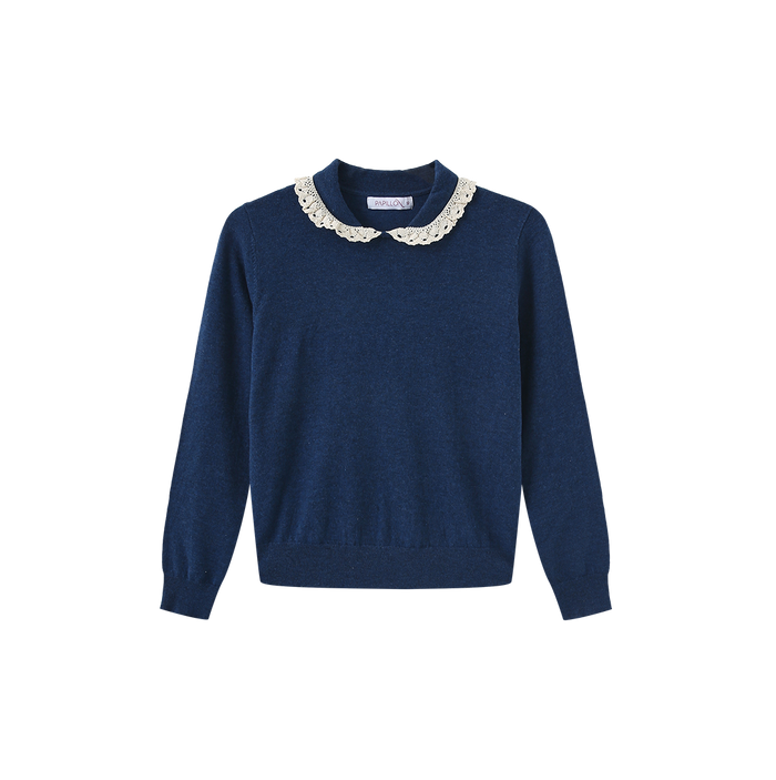 Lace Collar Knit Sweater