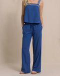 The front view of the Southern Tide Laken Wide Leg Pant in Nautical Blue by Southern Tide - Nautical Blue
