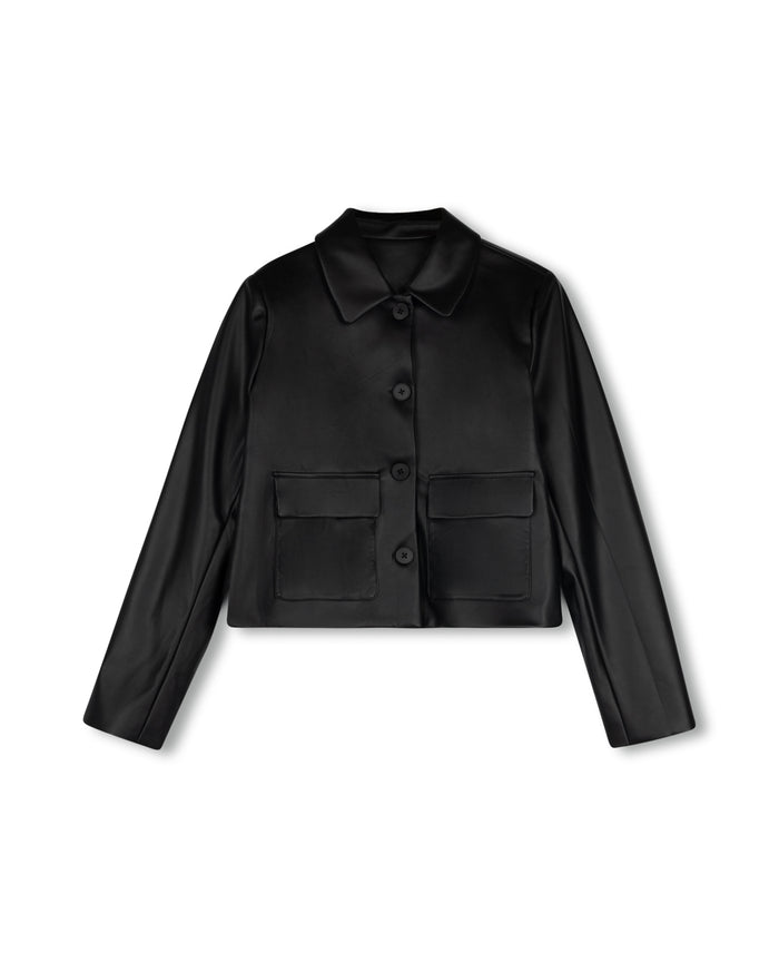 Leather Collared Jacket - Junees