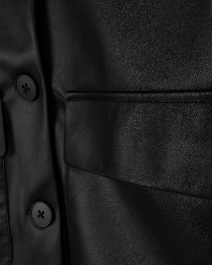 Leather Collared Jacket - Junees