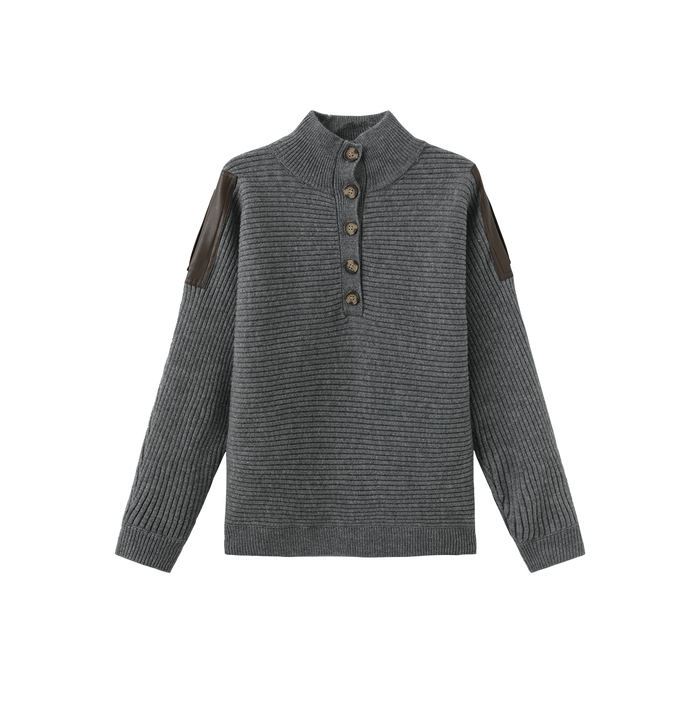 Leather Patch Sweater
