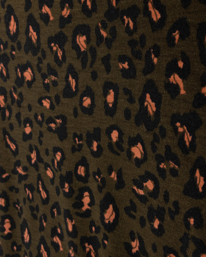 Leopard Printed Fitted Mock Neck - Junees