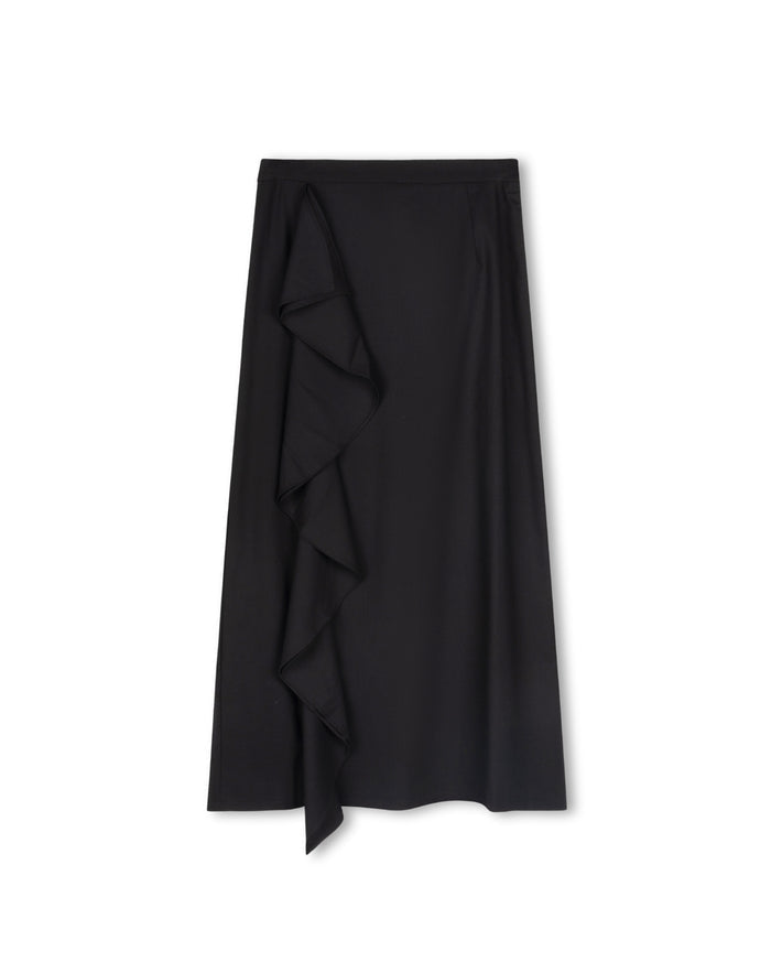 Leroi Wool Side Ruffle Skirt - Junees