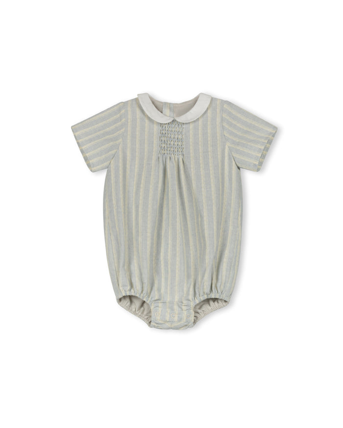 Lewis Handsmocked Striped Boy Romper - Junees