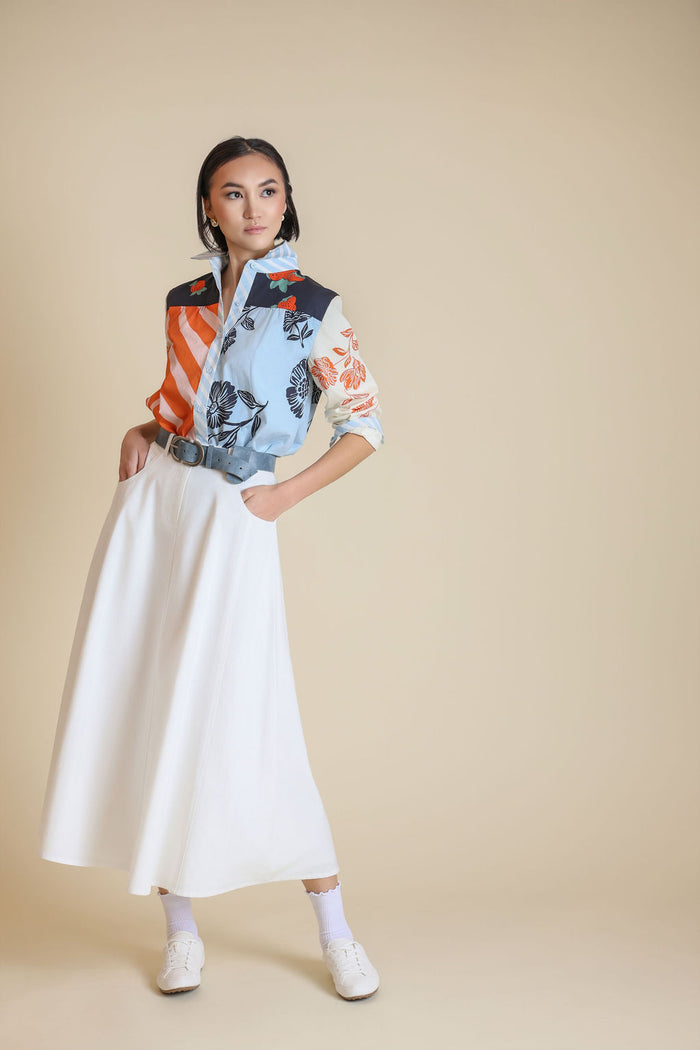Linen Belted Maxi Skirt - Junees