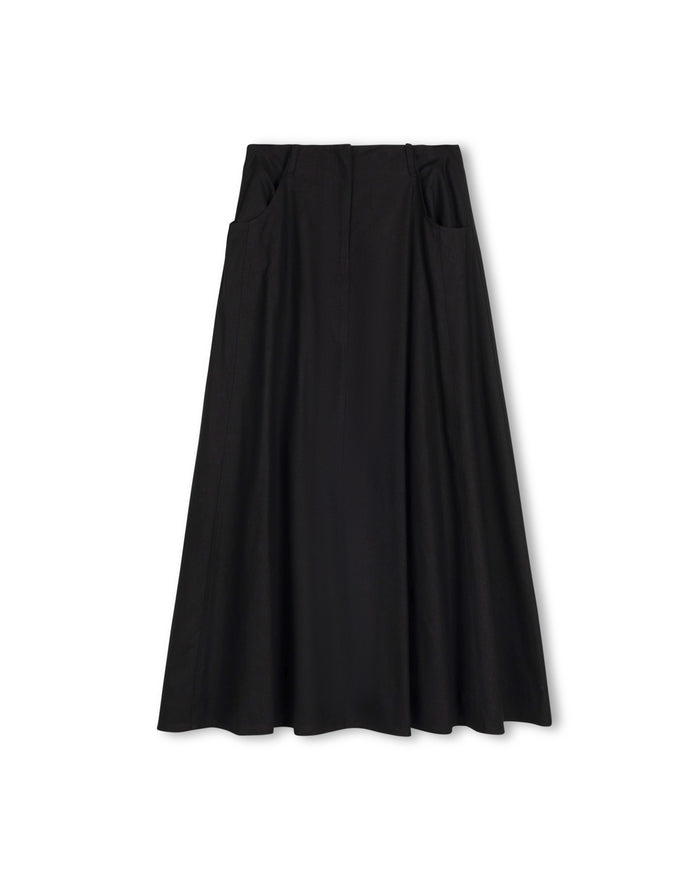 Linen Belted Maxi Skirt - Junees
